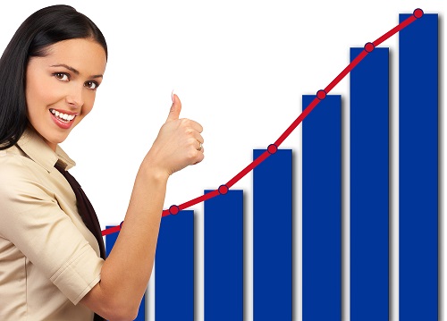 bigstock Successful Business Woman-with-blue-graph-column-red-up-arrow 1331403-2
